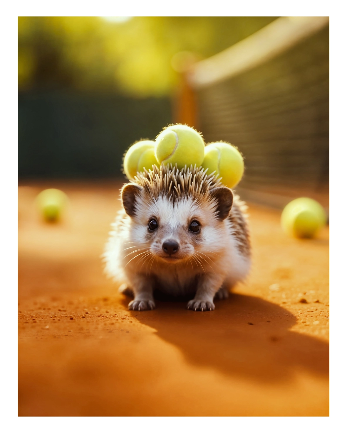I.A. 3D hérisson court tennis balle sur piques