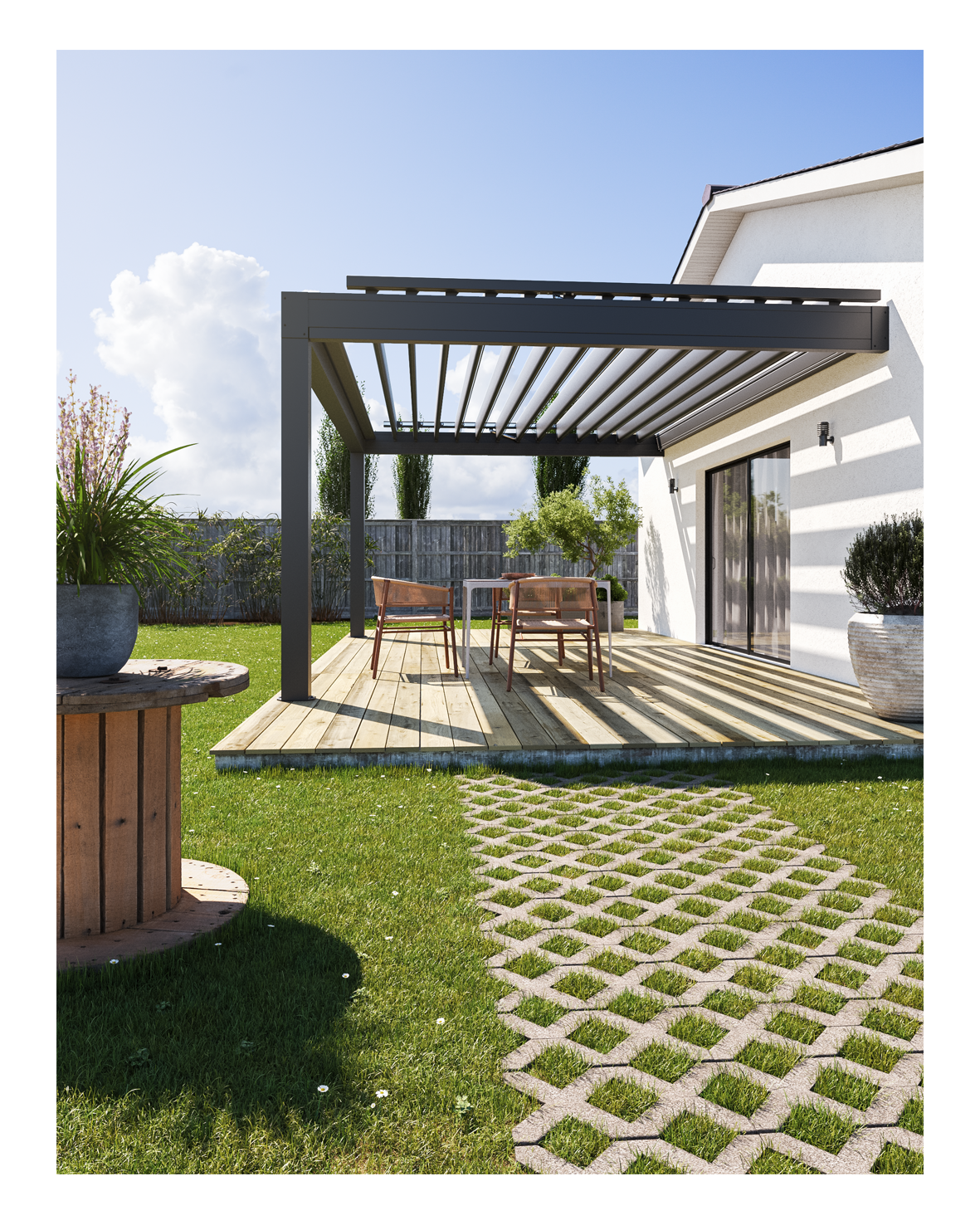 3D illustration in 3ds Max: garden veranda, outdoor architecture